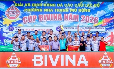 Bế mạc Giải bóng đá các câu lạc bộ phường Nha Trang mở rộng tranh “Cúp Bivina” năm 2026